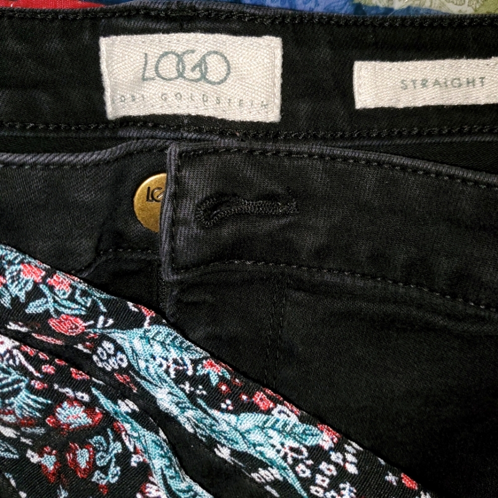 LOGO by Lori Goldstein Black Jeans with side Stripe size 24W
